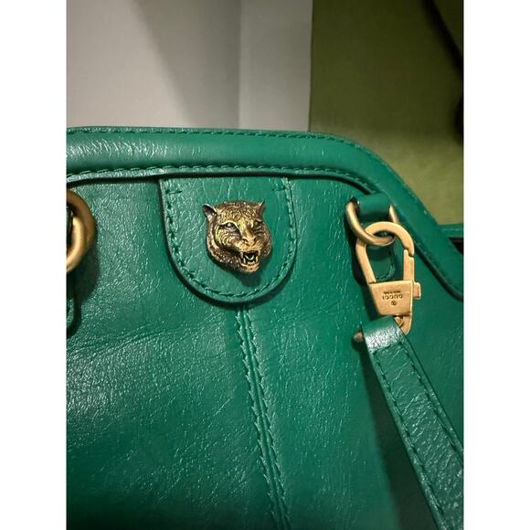 $2316 Gucci Marmot Rebelle Feline Bag Small - Emerald Green - Picture 4 of 14